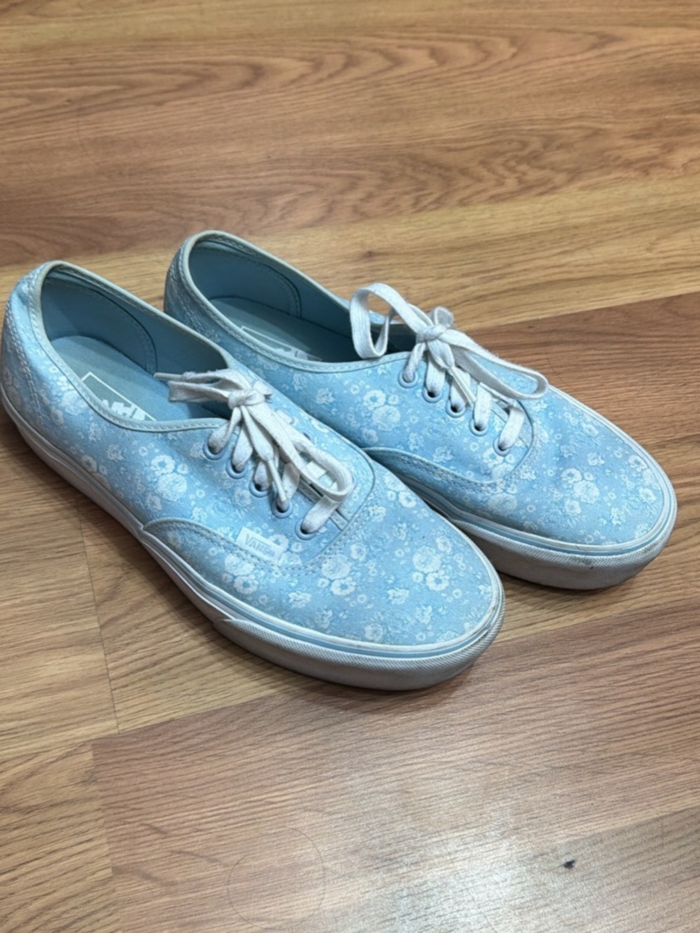 Blue and White Floral Vans
